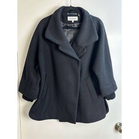 Calvin Klein black women's coat size 6 with removable knit sleeves - Picture 2 of 11